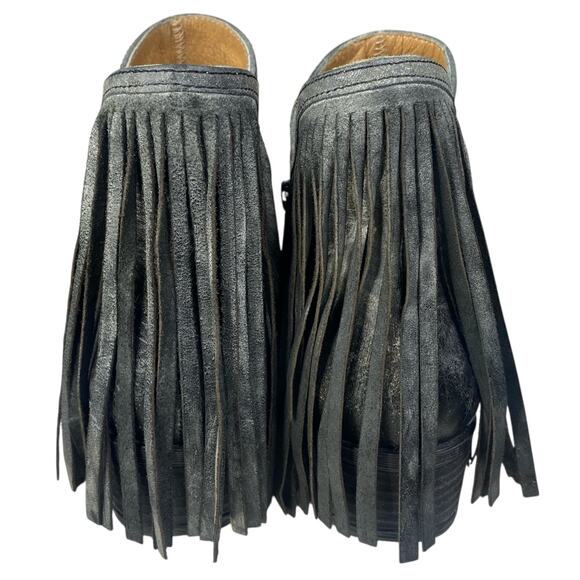 Sterling River Distressed Grey Leather Fringe Ankle Boots Size US 9.5 - Picture 8 of 10
